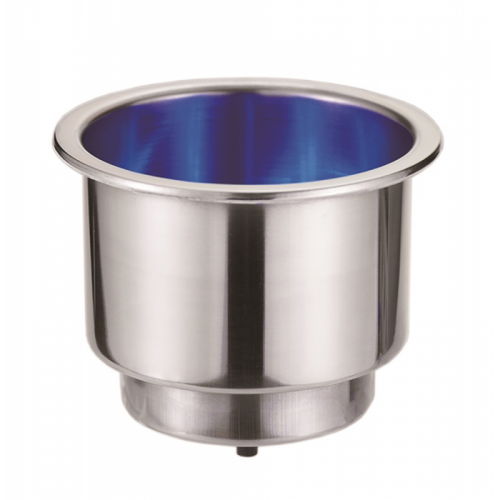 Portabicchiere e lattina in inox con luce blu